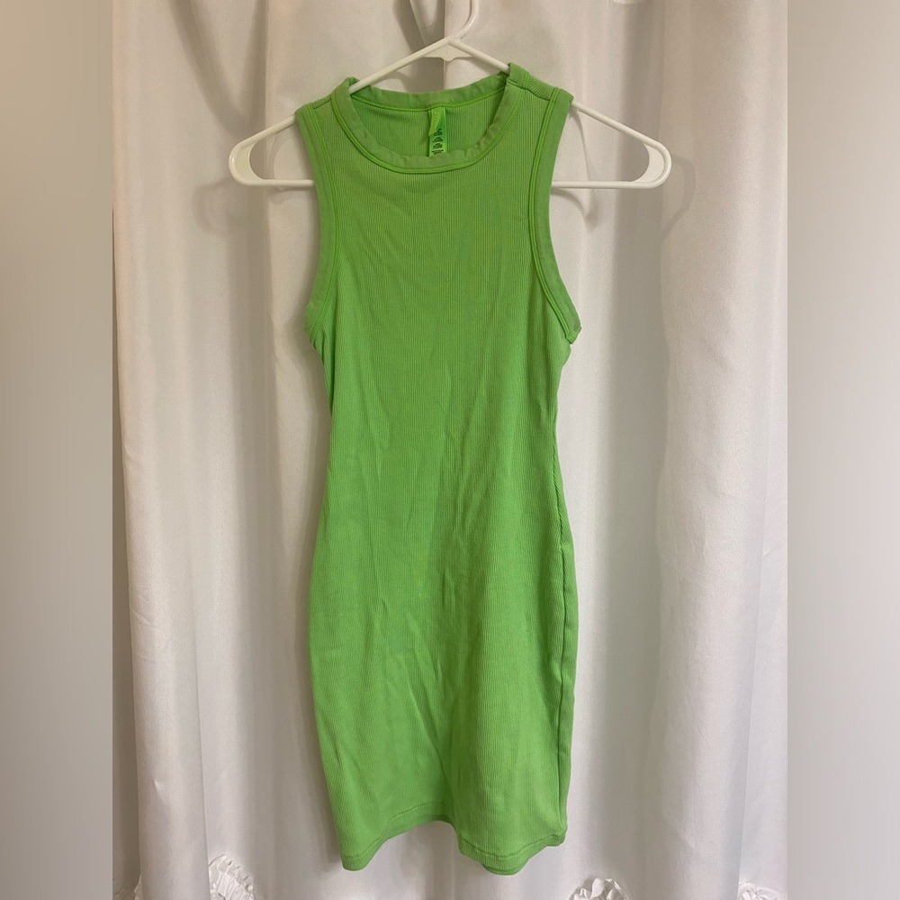 SKIMS Vibrant Green Ribbed Dress